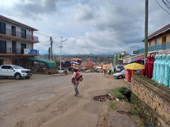Nach sechs Stunden kommen wir tatsächlich pünktlich in Fort Portal an. Wir nehmen unsere Rucksäcke und gehen zum Hotel.