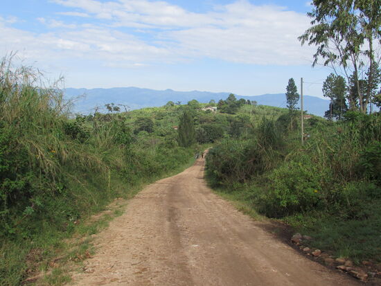 Wir wandern auf den öffentlichen Straßen. Es gibt hier kaum Autoverkehr, nur Motorräder düsen ab und zu an einem vorbei.