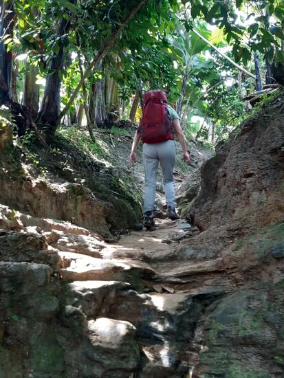 Bergauf über lange Strecken und unwegsamen Gelände - ich kämpfe mit mir selbst - Schritt für Schritt immer weiter.