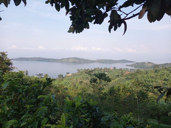 Von dort unten am See sind wir gestartet.