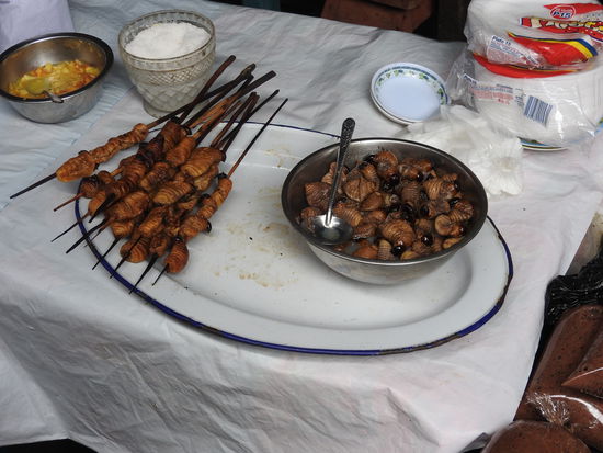 Und gleich daneben am Spieß gegrillt oder gekocht, sie sollen gut sein wenn man an Bronchitis leidet.