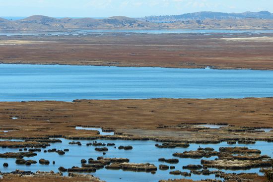 Die Lagune bei Chucuito versteppt immer mehr, in einigen Jahren wird es hier kein Wasser mehr geben.