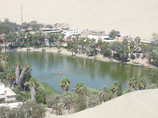 Der See der Oase muss ständig aufgefüllt werden denn es gibt kaum noch natürlichen Zufluss