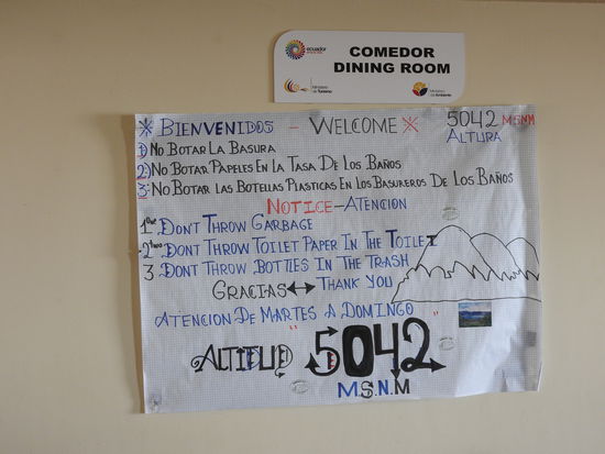 Aushang im 2. Refugium dass man auch wirklich sieht dass man so hoch oben ist.