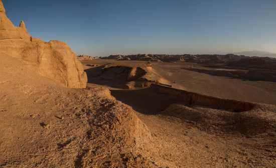 Sonnenuntergang in der Wüste Lut. 150 km westlich von hier liegt das Dreiländereck Afghanistan, Pakistan, Iran.