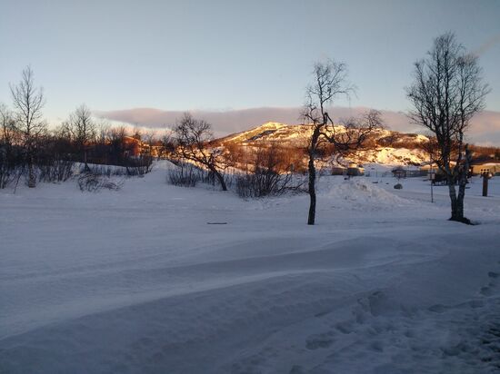 Ausblick aus meinem Chalet kurz nach dem Sonnenaufgang