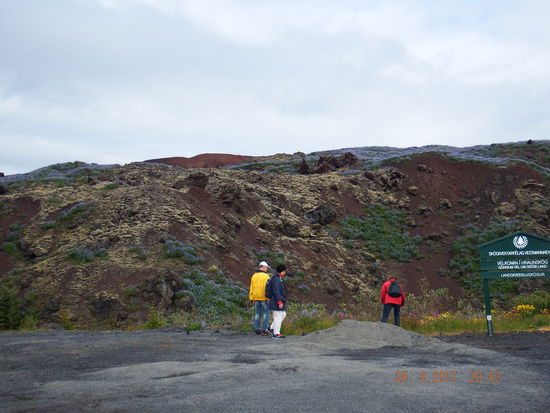 Wir schlendern zunächst durch den Ort und beginnen dann alsbald mit dem Aufsstieg zum Krater des Vulkans Eldfell 200 über dem Meer