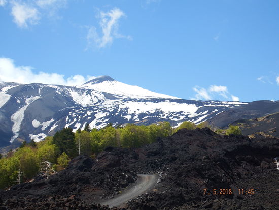 Der Weg führt mitten durch das Lavafeld