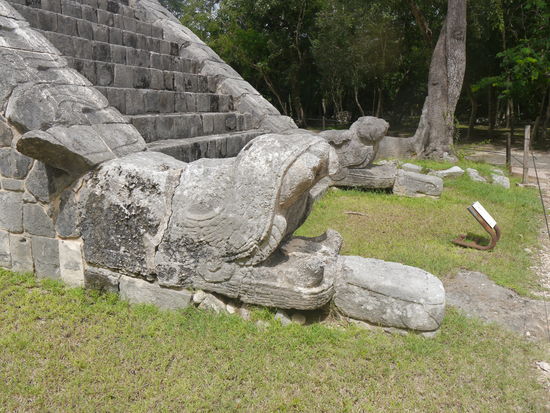 Chichén Itza, ein Schlangenkopf.