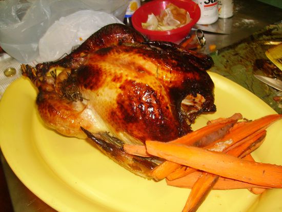 Heiligabend haben wir gekocht...u.a. diesen 5kg schweren Truthahn...Lecker!