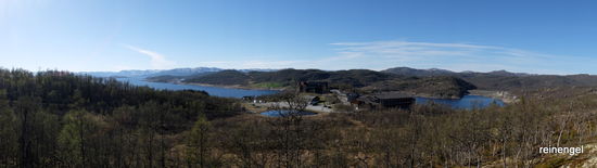 Blick über das Nationalparkszentrum mit Hotel zum Hardangervidda.