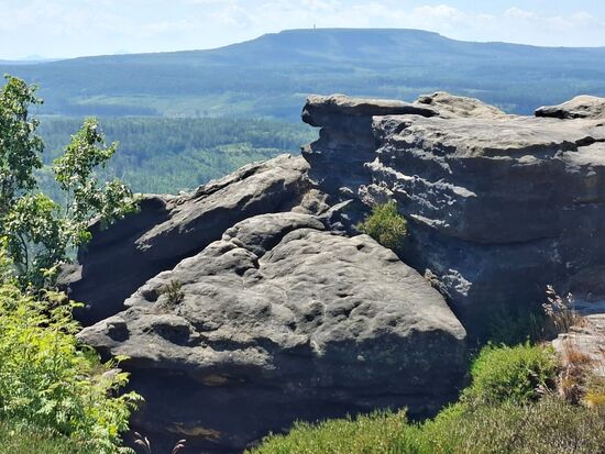 Im Hintergrund der Große Schneeberg in Tschechien