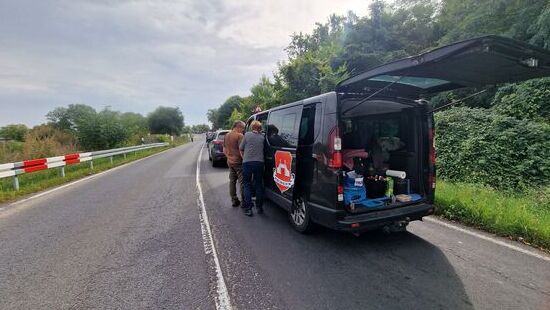 Staubedingter Halt am Grenzübergang