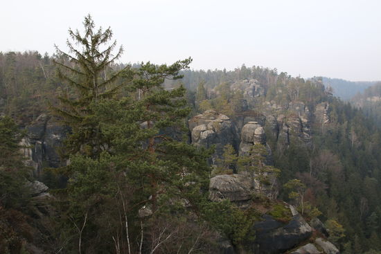 Blick zu den Hafersäcken (so heißt diese Felsformation)