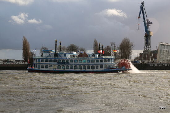Schaufelraddampfer auf der Elbe