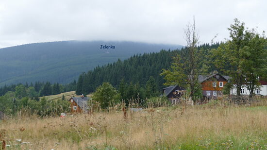 Der Blick von Horny Mala Upa zu unserem heutigen Ziel, der Jelenka- Baude