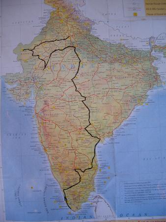Weg von Agra nach Trivandrum