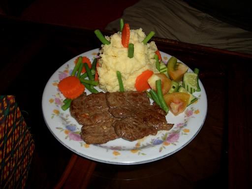 ...aber konnte danach das Rindssteak mit Kartoffelstock geniessen!