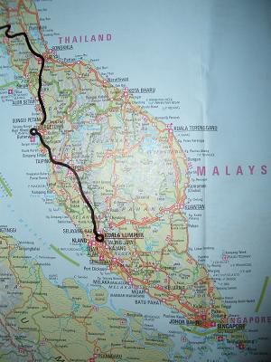 Weg von Georgetown nach Kuala Lumpur (KL)