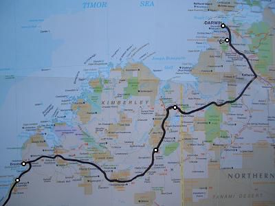 Weg von Broome – 250km vor Kununurra - Kununurra – Batchelor – Litchfield Nationalpark – Darwin