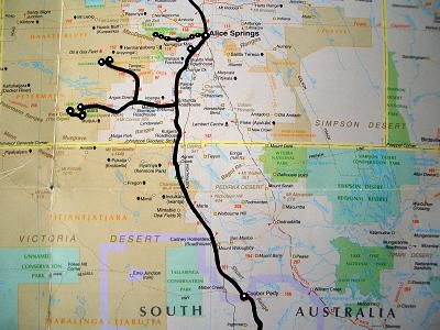 Weg Alice Springs – West MacDonells – Alice Springs – Coober Pedy
