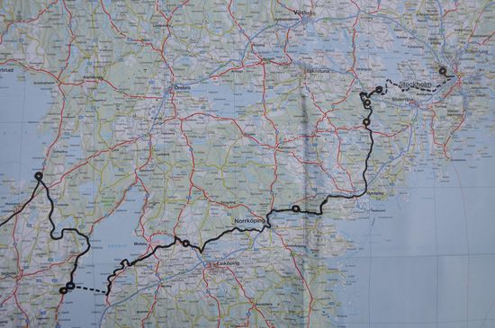 Weg von Sjötorp, den Götekanal entlang, über Mariefred nach Stockholm