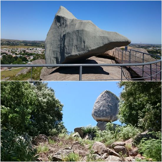 Original und Fälschung. Während der obere Felsbrocken eine Nachbildung ist, ist der untere noch echt.
