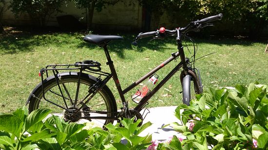 Das Fahrrad ist wieder fahrbereit und steht im Garten vor meinem Appartement