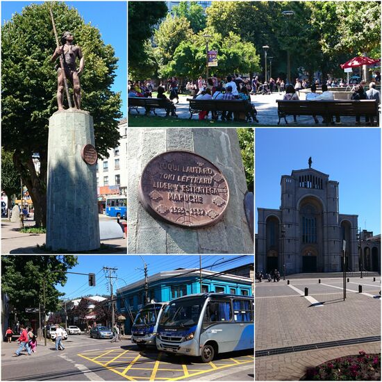 Rund um die Plaza de la Independencia. Es gibt ein Denkmal für einen Mapuchekämpfer aus der Zeit der Ankunft der Spanier