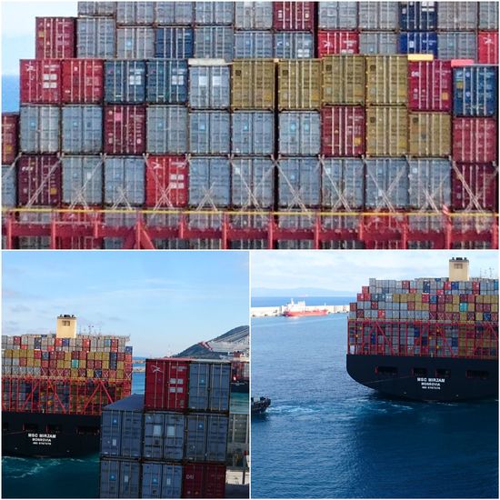 Das viertgrößte Frachtschiff der Welt legt im Hafen von Tanger ab
