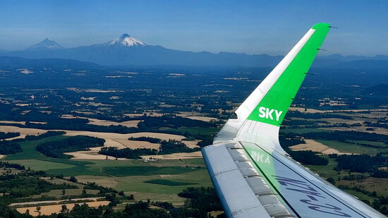 Rückflug vorbei an Vulkanen