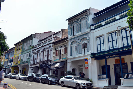 Malerische Häuserzeile in Singapurs Chinatown
