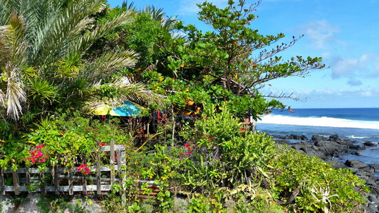 Im kleinen Restaurant "Le Ti Boui Boui" speist man im Garten direkt am Meer
