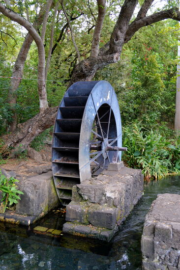 Altes Mühlrad am Étang de Saint-Paul