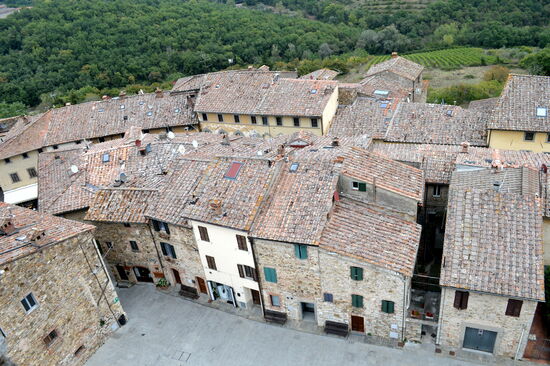 Blick über Castellina in Chianti vom Turm der Burg