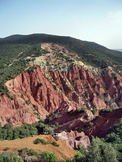 Aussicht ins gebirgige Hinterland von Marrakesch