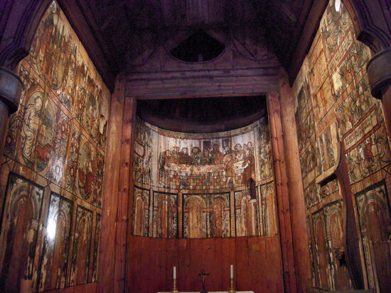 Einzigartig ist das Innere der Stabkirche von Gol