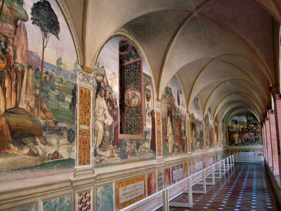 Keine Besucher bei den bekannten Fresken von Monte Oliveto Maggiore