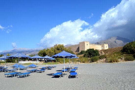 Strand und Festung von Frangokástello