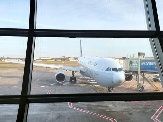 Unser Flieger in Brüssel