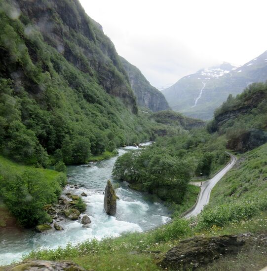 Im Hintergrund schneebedeckte Berge