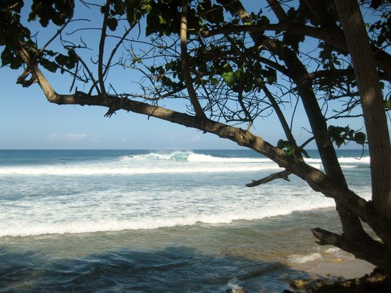 Wellen bis an den Strand