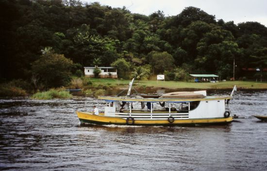 Boot auf einem der Nebenflüsse des Amazonas