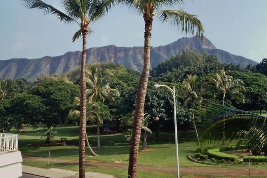 Blick auf Diamond Head vom Hotel Park Shore