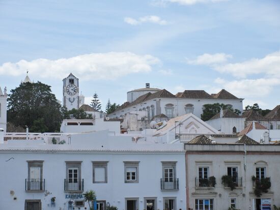 Blick auf den Hügel mit dem Kastell und der Kirche Igreja de Santa Maria do Castelo