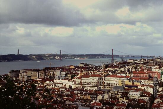 Blick auf die Stadt und den Tejo mit der Ponte de 25 de Abril
