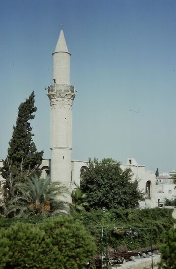 Das Minarett mit der Moschee
