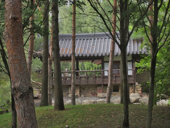 Der Pavillon inmitten von Bäumen