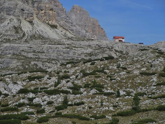 Blick zurück auf die 3-Zinnen-Hütte