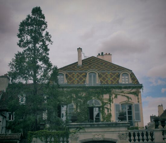 Haus mit typisch burgundischen Dachziegeln